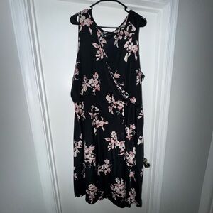 Lane Bryant Black Dress with Pink Floral Design